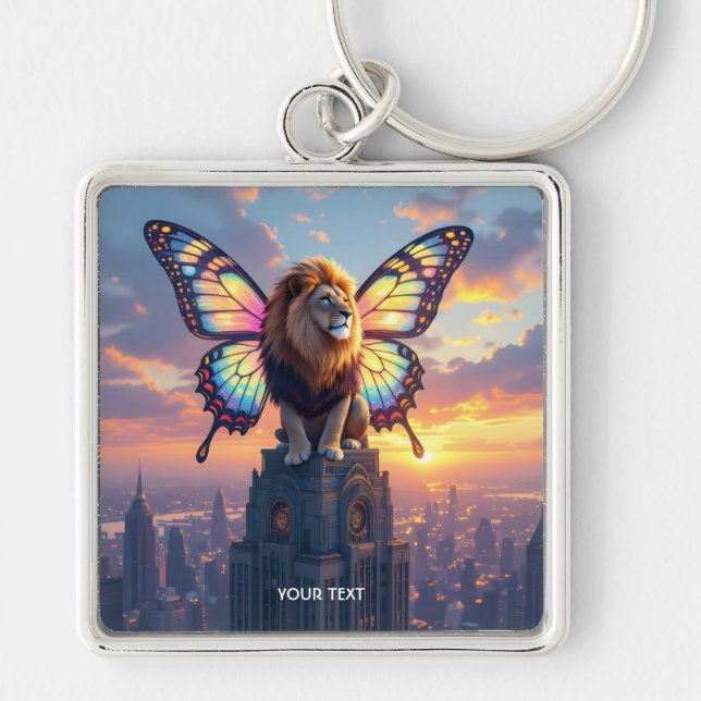 Porte-clés Ailes de papillon de lion mignon fantasy (Devant)