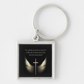Porte-clés Ailes de Saint-Esprit avec la croix et l'écriture
