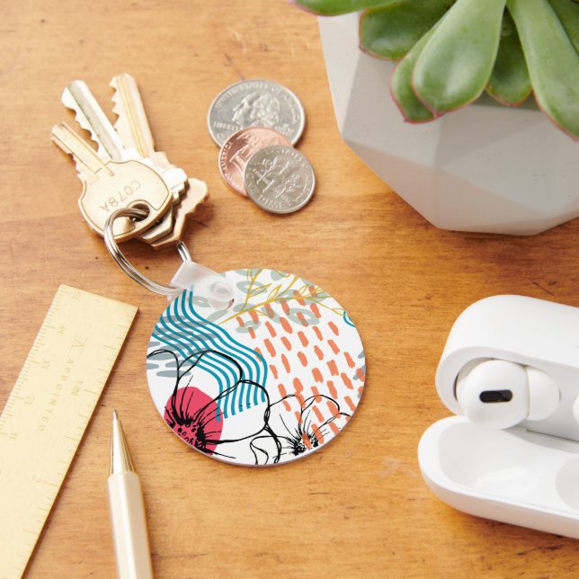 Porte-clés aimant de fleurs de design abstrait (Bureau)