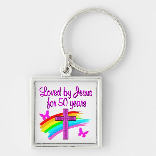 PORTE-CLÉS AIMÉ PAR DIEU 50E ANNIVERSAIRE DESIGN (Devant)