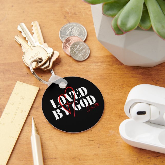 Porte-clés Aimé par Dieu - Jean 3:16 (Bureau)