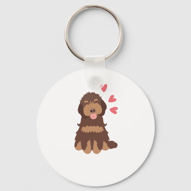 Porte-clés Aimer Chocolat Phantom Cockapoo Cavapoo Chien (Recto)