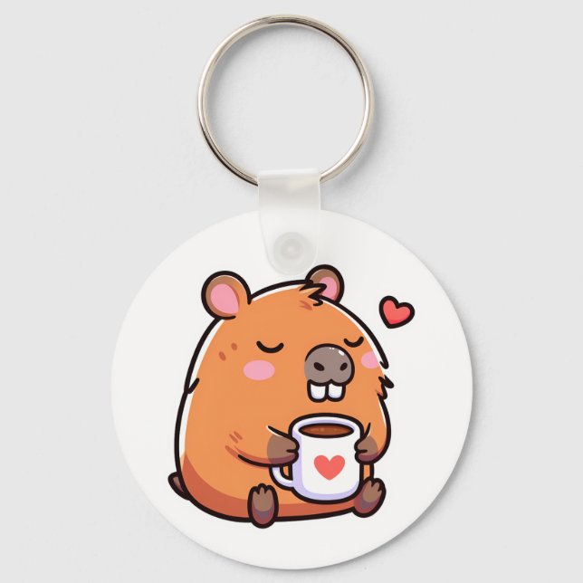 Porte-clés Aimer le café Capybara (Recto)