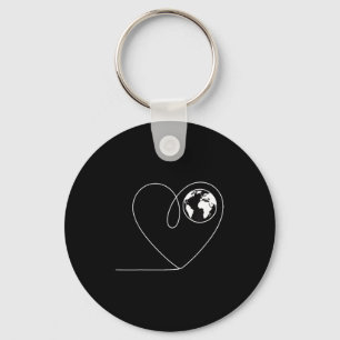 Porte-clés Aimez la planète Terre cœur globe minimaliste