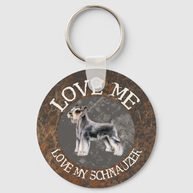 Porte-clés Aimez-moi, aimez mon Schnauzer (Recto)