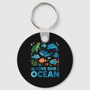 Porte-clés Aimez notre océan - animaux marins vie marine