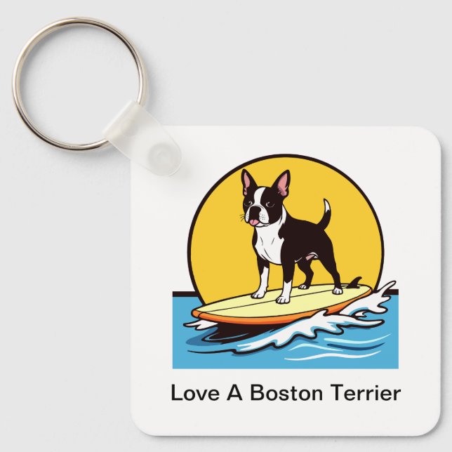 Porte-clés Aimez un chien Boston Terrier (Recto)
