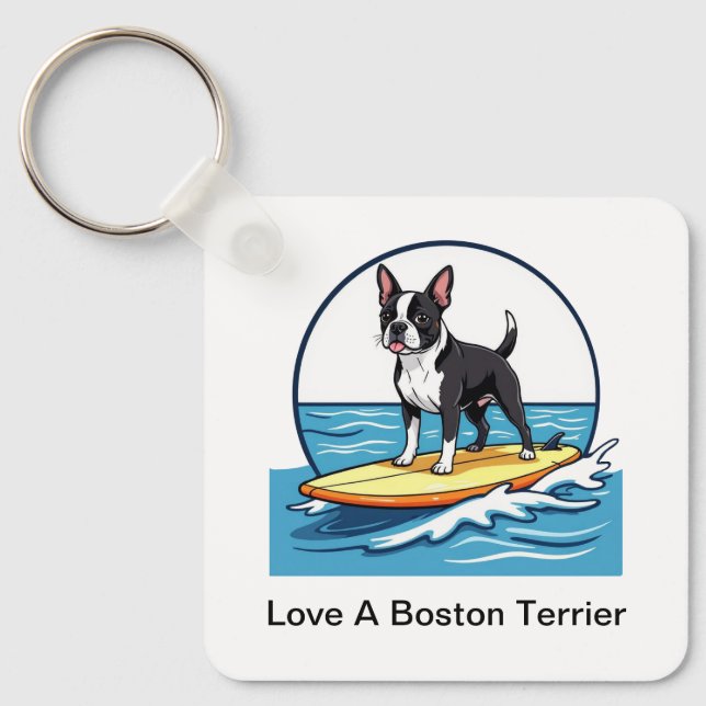 Porte-clés Aimez un chien Boston Terrier (Recto)
