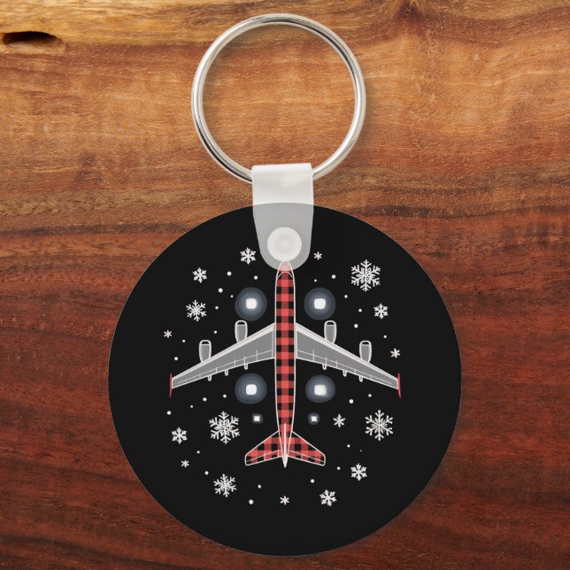 Porte-clés Airplane Plaid Christmas Pilot (Recto)