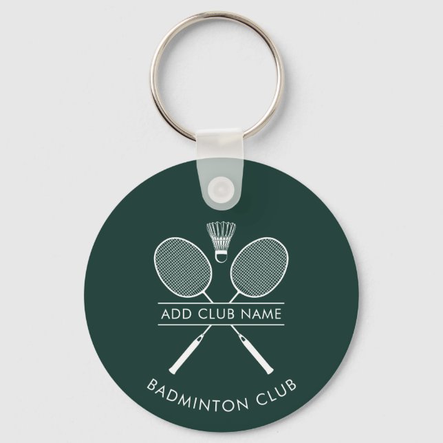 Porte-clés Ajouter Badminton Club Nom Raquettes Icône Custom  (Recto)