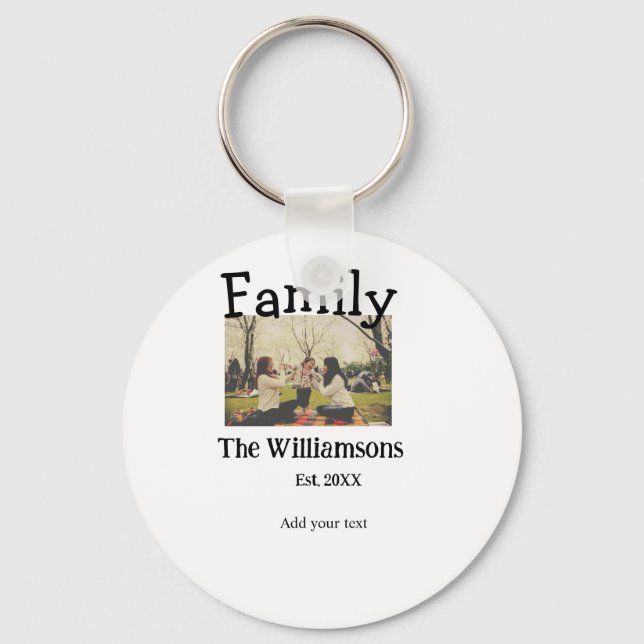 Porte-clés Ajouter le nom de famille photo année rustique vin (Recto)