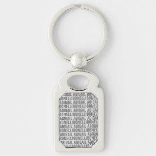Porte-clés Ajouter le nom minimaliste gras moderne gris chic