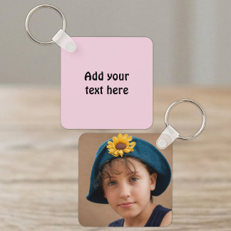 Porte-clés Ajouter un texte personnalisé 1 photo rose