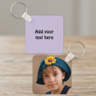 Porte-clés Ajouter un texte personnalisé 1 photo violet