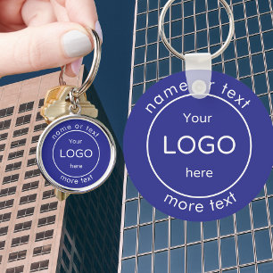 Porte-clés Ajouter votre entreprise boutique logo maison bleu