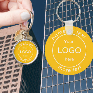 Porte-clés Ajouter votre entreprise boutique logo maison jaun