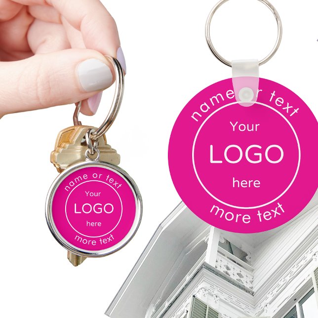 Porte-clés Ajouter votre entreprise boutique logo maison rose (Créateur téléchargé)