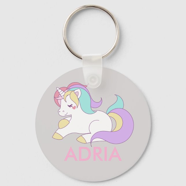 Porte-clés Ajouter Votre Nom Cute Magique Unicorn Personnalis (Recto)