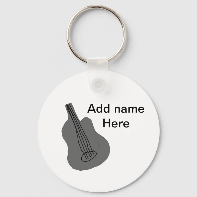Porte-clés Ajouter votre nom texte brun acoustique guitare éd (Recto)