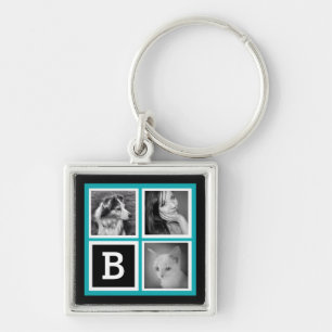 Porte-clés Ajoutez le monogramme de turquoise de photos