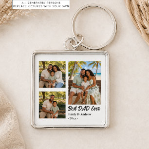 Porte-clés Ajoutez vos propres 3 photos Meilleur Papa
