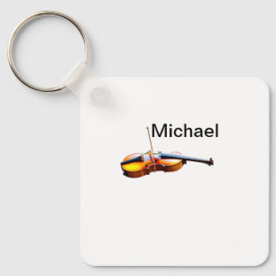 Porte-clés Ajoutez votre nom texte brun amateur de violon mus