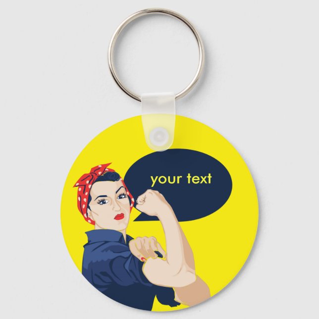 Porte-clés Ajoutez votre propre texte à la riveteuse Rosie (Recto)