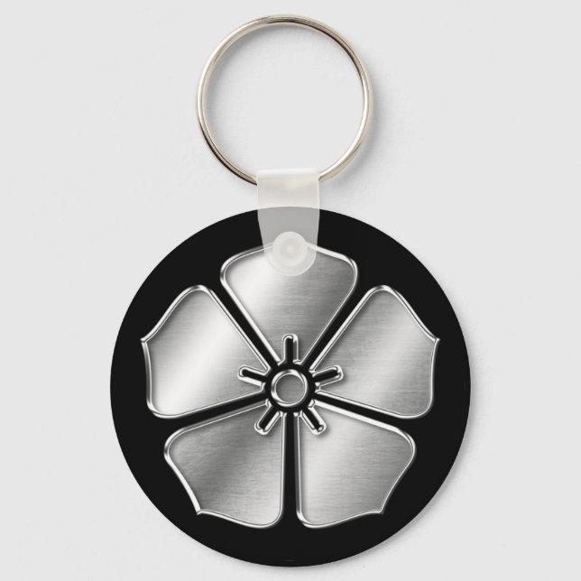 Porte-clés Akechi Clan Kamon Argent Chrome (Recto)