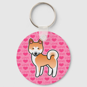 Porte-clés Akita de dessin animé rouge avec masque blanc Amou