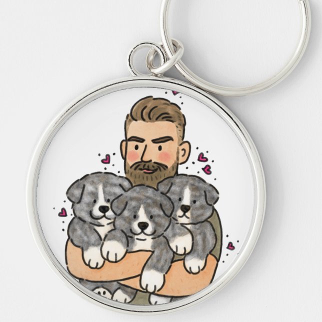 Porte-clés Akita Inu Japonais Bringé (Devant)