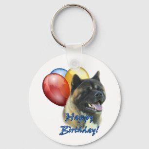 Porte-clés Akita Joyeux Ballons d'anniversaire