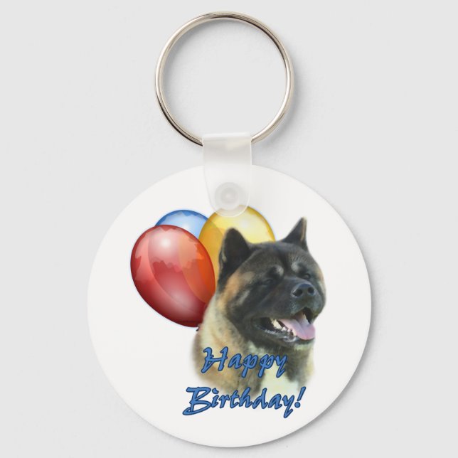 Porte-clés Akita Joyeux Ballons d'anniversaire (Recto)