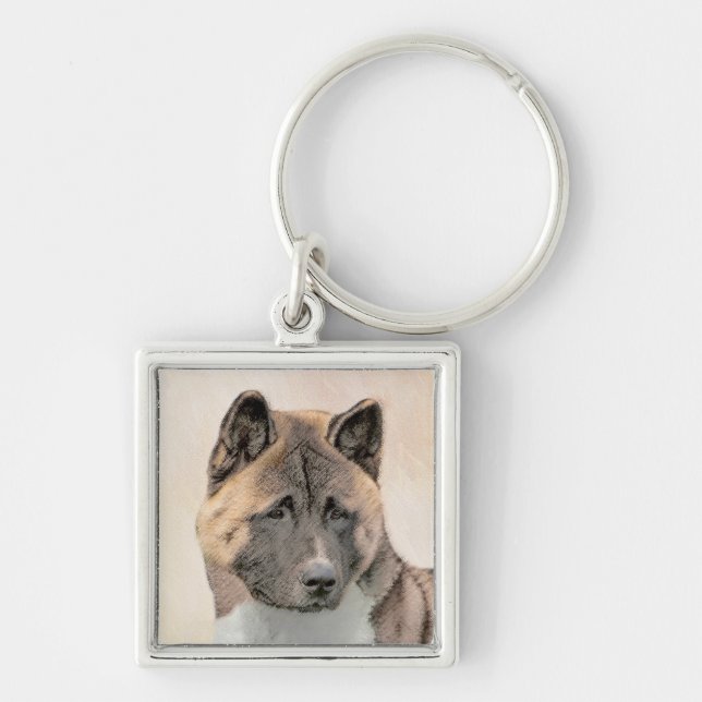 Porte-clés Akita Painting - Cute Original Dog Art (Devant)