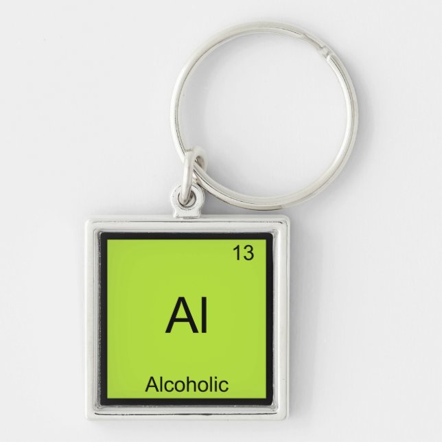 Porte-clés Al - Élément de Chimie Alcoolique Symbole Drôle (Devant)