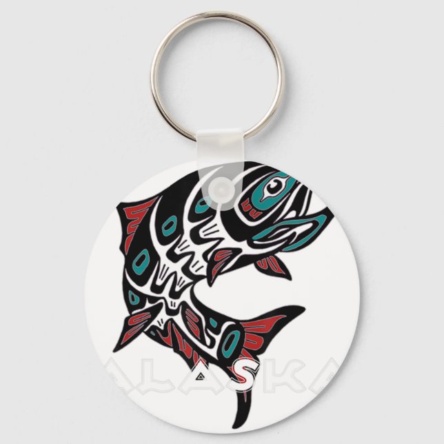 Porte-clés Alaska Saumon Fishing Native American Indigenous T (Recto)