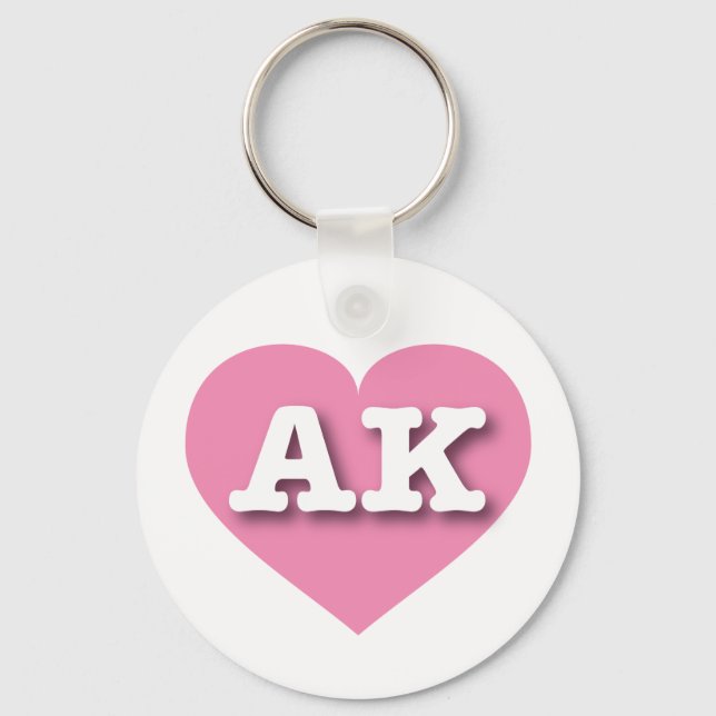Porte-clés Alaska Solid Pink Heart - J'aime AK (Recto)