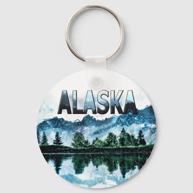 Porte-clés Alaska Watercolor Mountain Landcape Adventure (Recto)