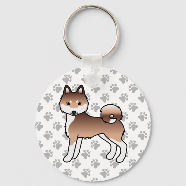Porte-clés Alaskan Klee Kai rouge et blanc Chien mignon & pat (Recto)