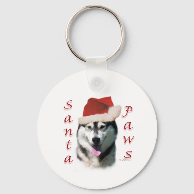 Porte-clés Alaskan Malamute Père Noël Paws (Recto)