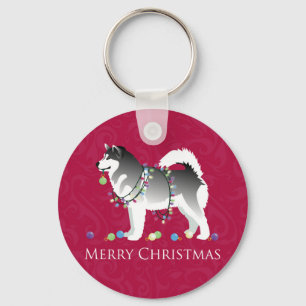 Porte-clés Alaskien Malamute Chien Joyeux Noël Design