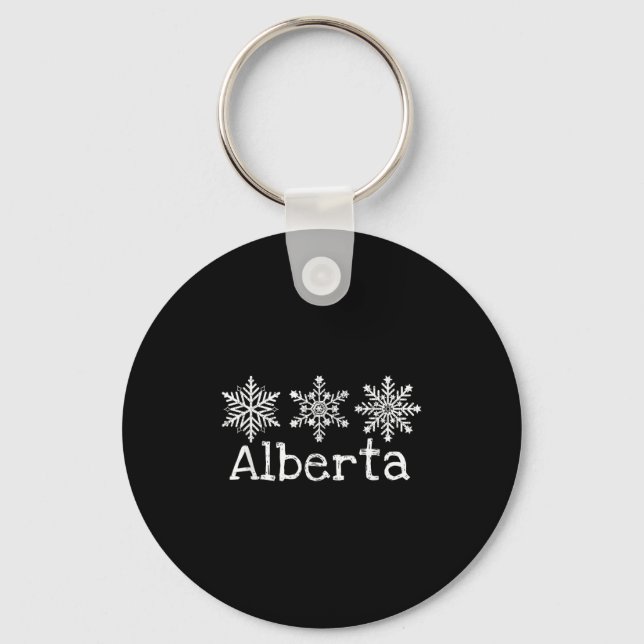 Porte-clés Alberta Canada Ski Ski Ski Snowflakes hiver (Recto)