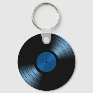Porte-clés Album rétro vinyle en bleu