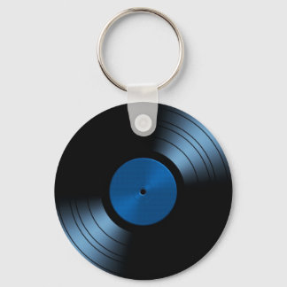 Porte-clés Album rétro vinyle en bleu