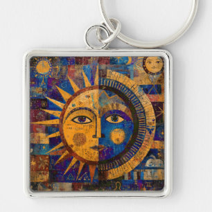 Porte-clés Alchimie Céleste Solaire Lunaire Mystique