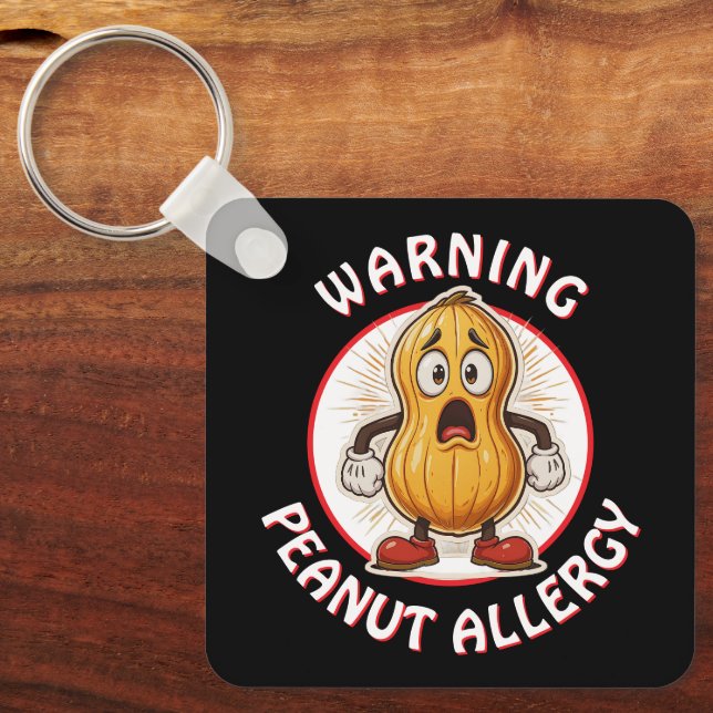 Porte-clés Alerte Allergie aux Arachides Avertissement   (Recto)