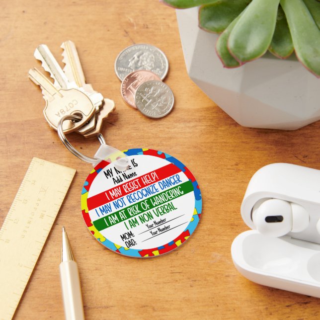 Porte-clés Alerte Autisme Non Verbal id (Bureau)