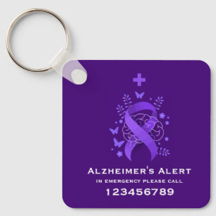 Porte-clés Alerte de maladie d'Alzheimer violette