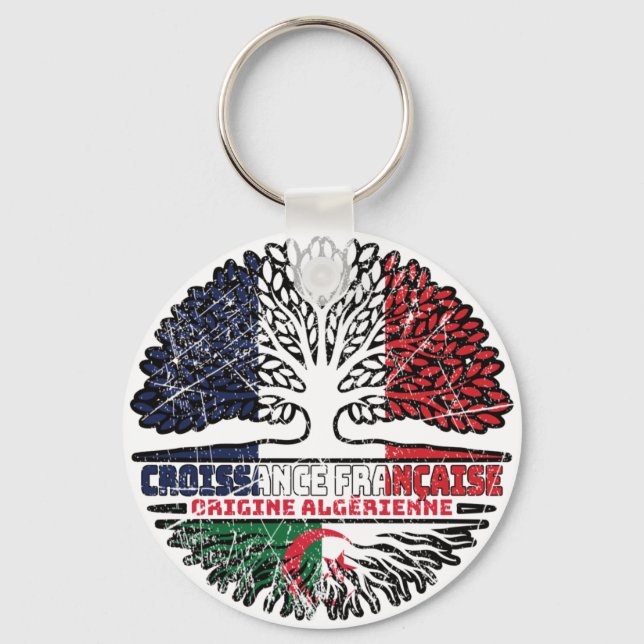 Porte-clés Algeria French France Tree Roots Flag (Recto)