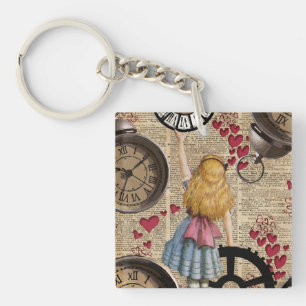 Porte-clés Alice au pays des merveilles voyageant à temps