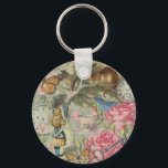 Porte-clés Alice Cheshire Chat Wonderland Tree Garden<br><div class="desc">C'est le classique Alice au pays des merveilles et le Cheshire Cat, comme Alice conversation avec le Cheshire Cat qui est assis dans son arbre. Cette image Alice in Wonderland est basée sur l'image originale Cheshire Cat de la série originale Alice's Adventures in Wonderland de l'illustrateur John Tenniel, rassemblée dans...</div>
